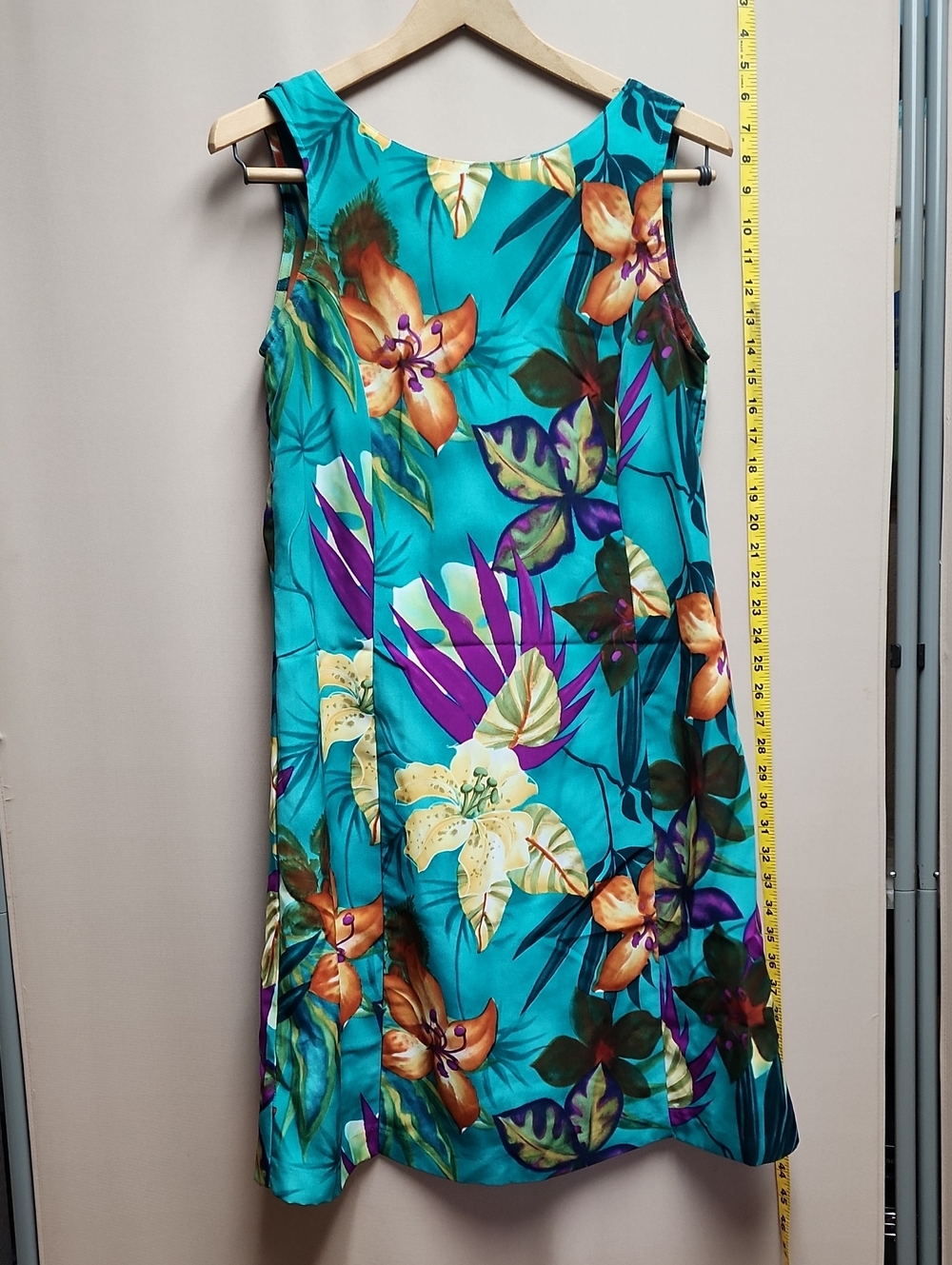 Turquoise Floral Sleeveless Shift Dress - Tropical Print